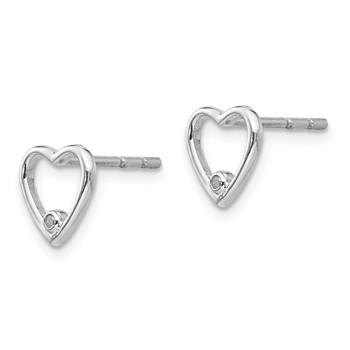 White Ice Sterling Silver Rhodium-plated Diamond Open Heart Post Earrings — alternate view