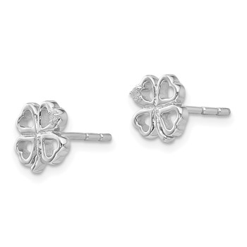 White Ice Sterling Silver Rhodium-plated Diamond Clover Post Earrings — alternate view