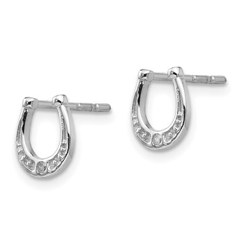 White Ice Sterling Silver Rhodium-plated Diamond Horseshoe Post Earrings — alternate view