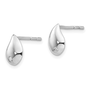 White Ice Sterling Silver Rhodium-plated Diamond Teardrop Post Earrings — alternate view