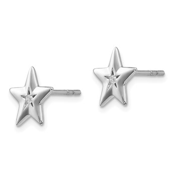 White Ice Sterling Silver Rhodium-plated Diamond Star Post Earrings — alternate view