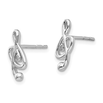 White Ice Sterling Silver Rhodium-plated Diamond Musical Post Earrings — alternate view