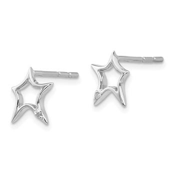 White Ice Sterling Silver Rhodium-plated Diamond Star Post Earrings — alternate view