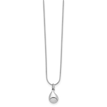 White Ice Sterling Silver Rhodium-plated 18 Inch Diamond Teardrop Necklace with 2 Inch Extender — alternate view