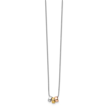White Ice Sterling Silver Rhodium-plated Rose and Gold-tone 18 Inch Diamond Necklace with 2 Inch Extender — alternate view