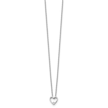 White Ice Sterling Silver Rhodium-plated 18 Inch Diamond Open Heart Necklace with 2 Inch Extender — alternate view