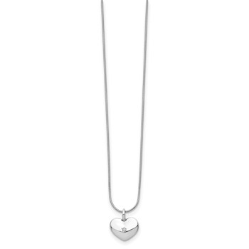 White Ice Sterling Silver Rhodium-plated 18 Inch Diamond Heart Necklace with 2 Inch Extender — alternate view