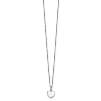 White Ice Sterling Silver Rhodium-plated 18 Inch Diamond Heart Necklace with 2 Inch Extender — alternate view