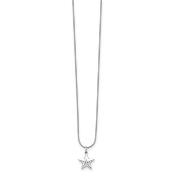 White Ice Sterling Silver Rhodium-plated 18 Inch Diamond Star Necklace with 2 Inch Extender — alternate view