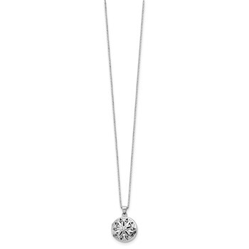 White Ice Sterling Silver Rhodium-plated 18 Inch Diamond Star Round Locket Necklace with 2 Inch Extender — alternate view