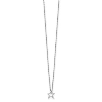 White Ice Sterling Silver Rhodium-plated 18 Inch Diamond Star Necklace with 2 Inch Extender — alternate view