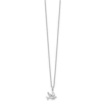 White Ice Sterling Silver Rhodium-plated 18 Inch Diamond Dove Necklace with 2 Inch Extender — alternate view