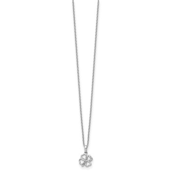 White Ice Sterling Silver Rhodium-plated 18 Inch Diamond Clover Necklace with 2 Inch Extender — alternate view