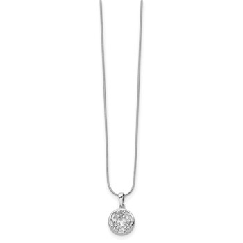 White Ice Sterling Silver Rhodium-plated 18 Inch Diamond Flower Necklace with 2 Inch Extender — alternate view