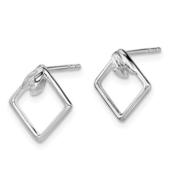 White Ice Sterling Silver Rhodium-plated Diamond-shaped Diamond Post Earrings — alternate view