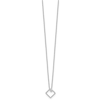White Ice Sterling Silver Rhodium-plated 18 Inch Open Diamond-shaped Diamond Necklace with 2 Inch Extender — alternate view