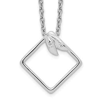 White Ice Sterling Silver Rhodium-plated 18 Inch Open Diamond-shaped Diamond Necklace with 2 Inch Extender