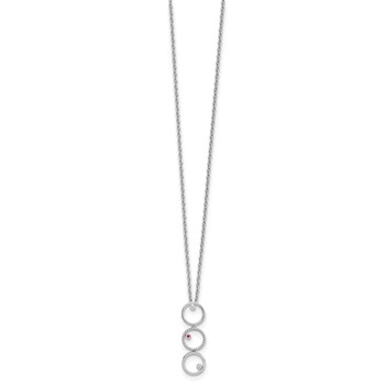 White Ice Sterling Silver Rhodium-plated 18 Inch Diamond and Ruby Necklace with 2 Inch Extender — alternate view