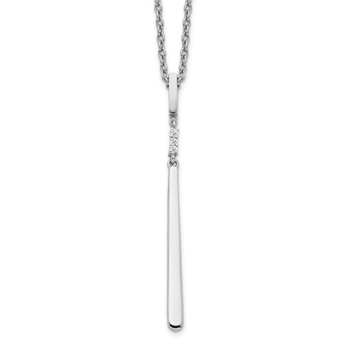 Sterling Silver RH Plated White Ice .015ct. Diamond Necklace