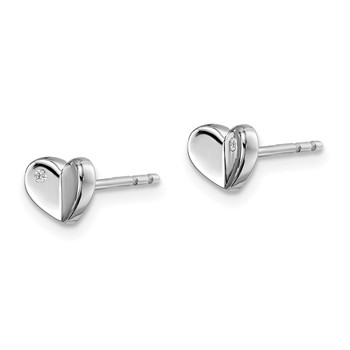 White Ice Sterling Silver Rhodium-plated Diamond Heart Post Earrings — alternate view