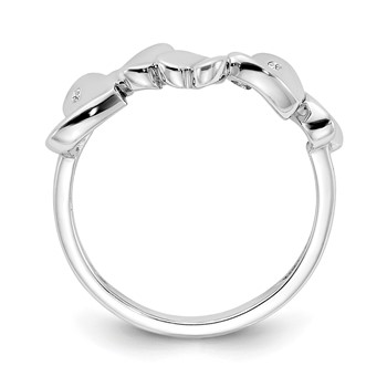 White Ice Sterling Silver Rhodium-plated Diamond Hearts Ring — alternate view