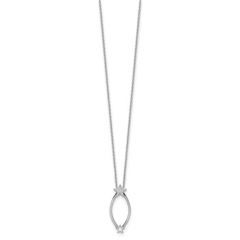 White Ice Sterling Silver Rhodium-plated 18 Inch Diamond Stars Necklace with 2 Inch Extender — alternate view