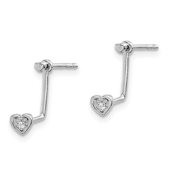 White Ice Sterling Silver Rhodium-plated Diamond Hearts Front and Back Earrings — alternate view