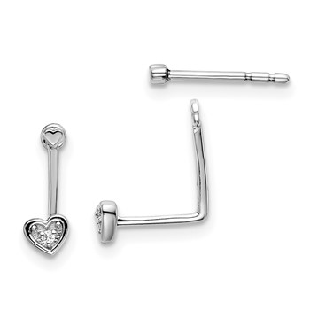 White Ice Sterling Silver Rhodium-plated Diamond Hearts Front and Back Earrings