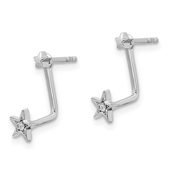 White Ice Sterling Silver Rhodium-plated Diamond Stars Front and Back Earrings — alternate view