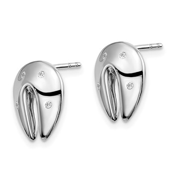 White Ice Sterling Silver Rhodium-plated Diamond Fortune Cookie Post Earrings — alternate view