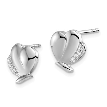White Ice Sterling Silver Rhodium-plated Diamond Butterfly Post Earrings — alternate view