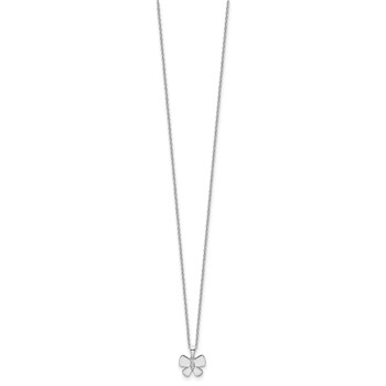 White Ice Sterling Silver Rhodium-plated 18 Inch Diamond Butterfly Necklace with 2 Inch Extender — alternate view