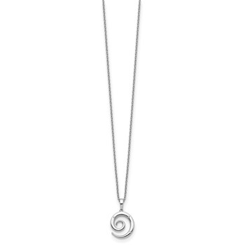 White Ice Sterling Silver Rhodium-plated 18 Inch Diamond Swirl Necklace with 2 Inch Extender — alternate view