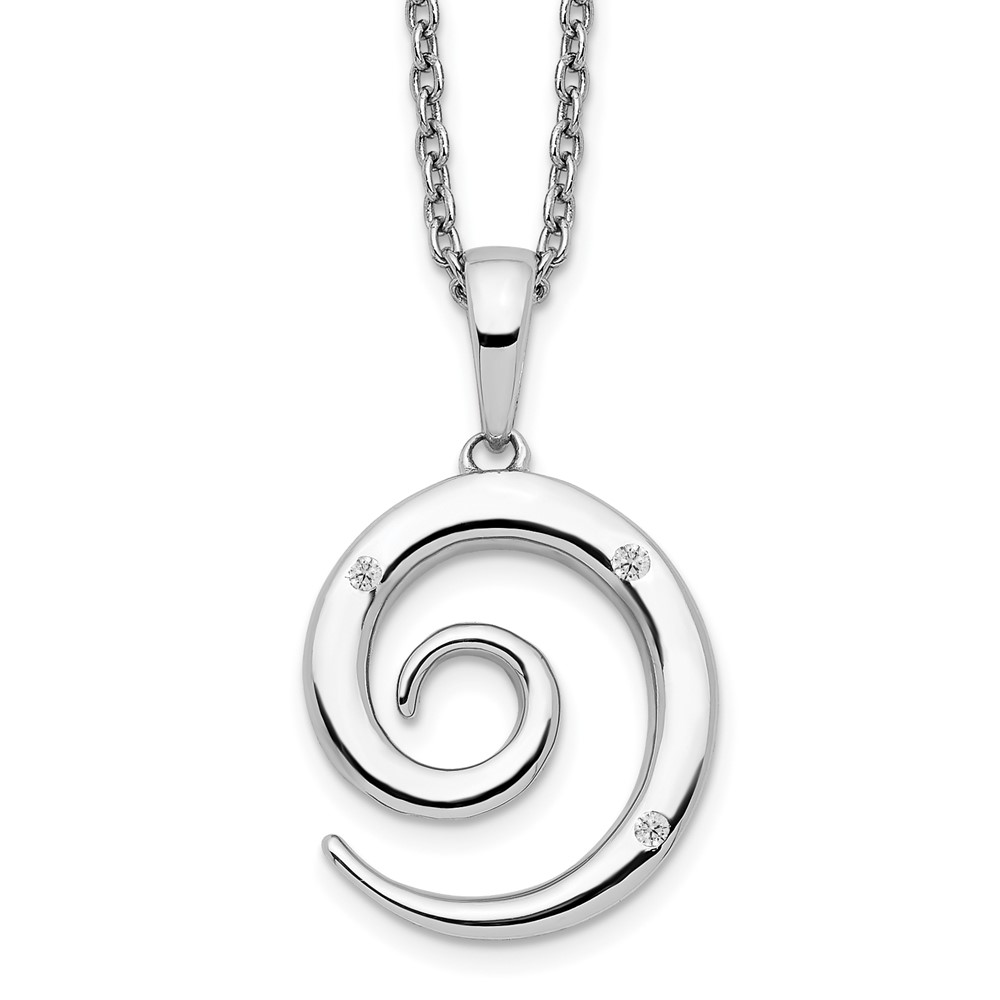 Sterling Silver RH Plated White Ice .02ct. Diamond Swirl Necklace