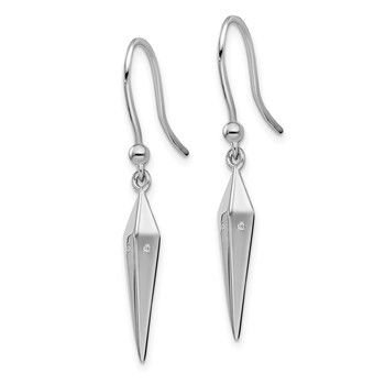 White Ice Sterling Silver Rhodium-plated Diamond Shepherd Hook Dangle Earrings — alternate view