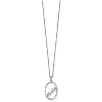 White Ice Sterling Silver Rhodium-plated 18 Inch Diamond Open Oval Necklace with 2 Inch Extender — alternate view