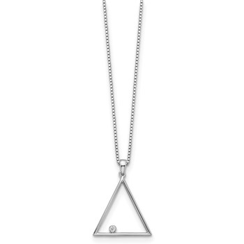 White Ice Sterling Silver Rhodium-plated 18 Inch Diamond Open Triangle Necklace with 2 Inch Extender — alternate view