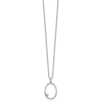 White Ice Sterling Silver Rhodium-plated 18 Inch Diamond Open Oval Necklace with 2 Inch Extender — alternate view