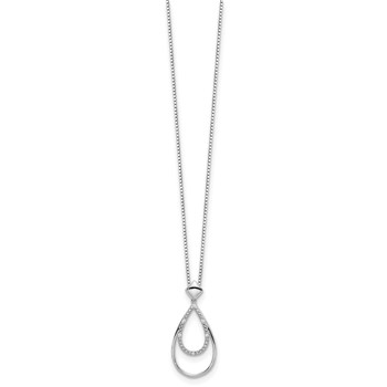 White Ice Sterling Silver Rhodium-plated 18 Inch Diamond Fancy Teardrop Necklace with 2 Inch Extender — alternate view