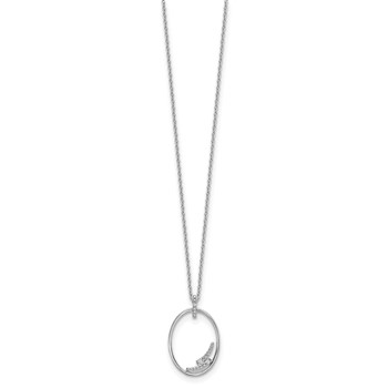 White Ice Sterling Silver Rhodium-plated 18 Inch Diamond Open Oval Necklace with 2 Inch Extender — alternate view