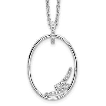 White Ice Sterling Silver Rhodium-plated 18 Inch Diamond Open Oval Necklace with 2 Inch Extender