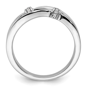 White Ice Sterling Silver Rhodium-plated Diamond Criss Cross Ring — alternate view