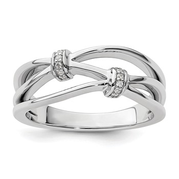 White Ice Sterling Silver Rhodium-plated Diamond Criss Cross Ring