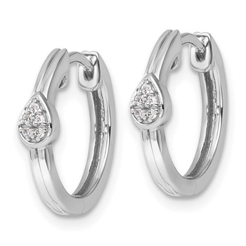 White Ice Sterling Silver Rhodium-plated Diamond Teardrop Hinged Hoop Earrings — alternate view