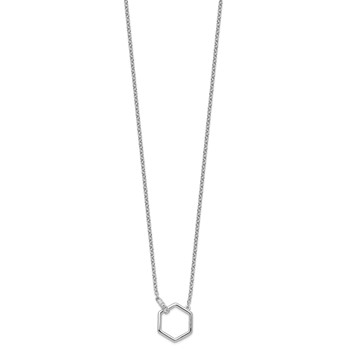 White Ice Sterling Silver Rhodium-plated 18 Inch Diamond Hexagon Necklace — alternate view