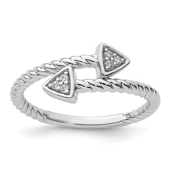 White Ice Sterling Silver Rhodium-plated Diamond Arrow Ring