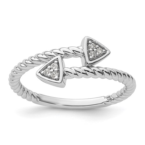 Sterling Silver White Ice Rhodium-plated Diamond Arrow Ring