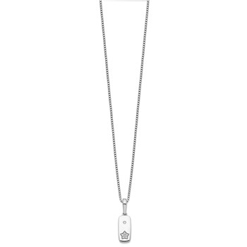 White Ice Sterling Silver Rhodium-plated 18 Inch Diamond Star Tag Necklace with 2 Inch Extender — alternate view