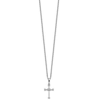 White Ice Sterling Silver Rhodium-plated 18 Inch Diamond Cross Necklace with 2 Inch Extender — alternate view