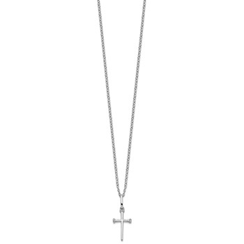 White Ice Sterling Silver Rhodium-plated 18 Inch Diamond Cross Necklace with 2 Inch Extender — alternate view